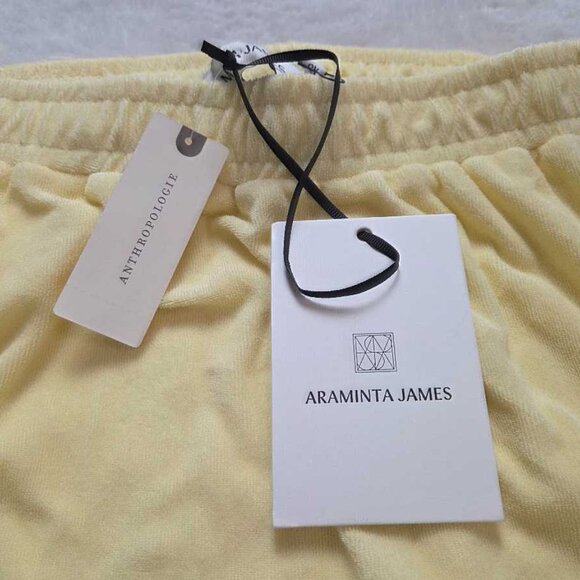 New XS Araminta James x Anthropologie Voyage terry mini skirt Lemon Cream - Picture 3 of 9